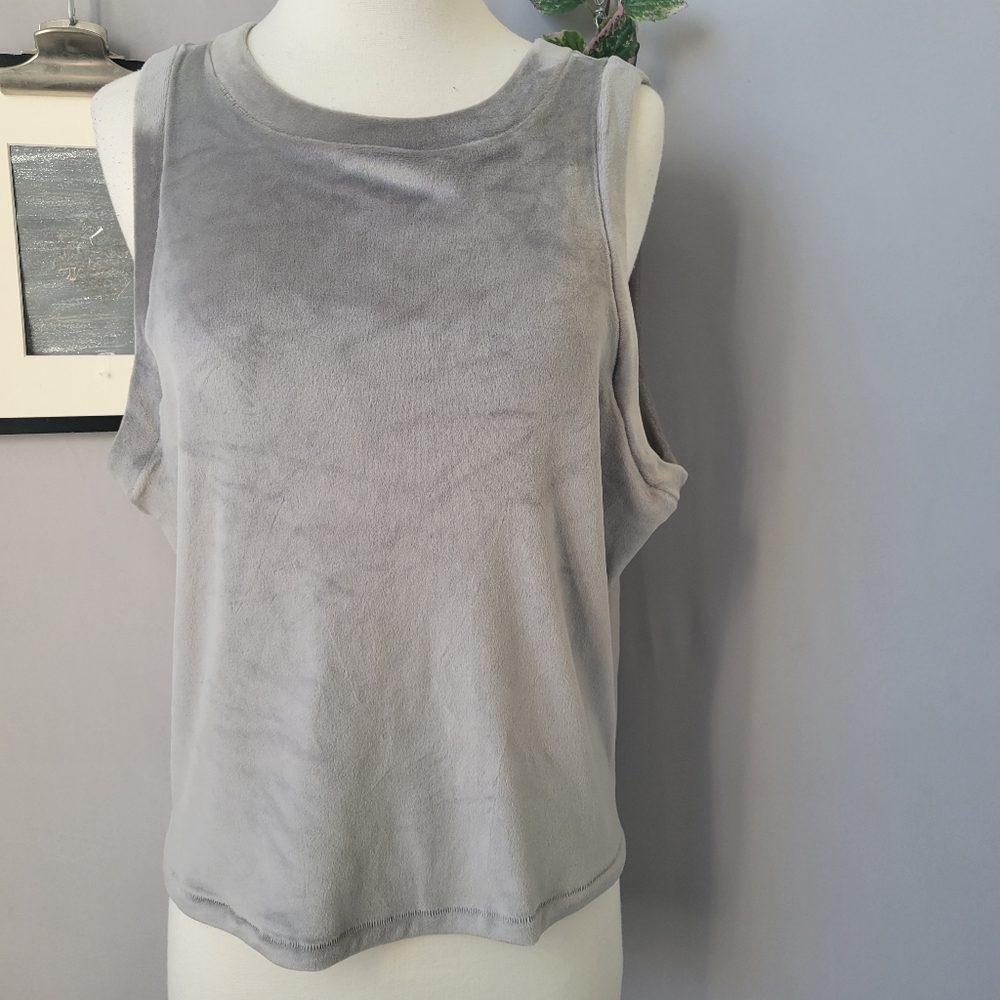 Skims Velour Crew Neck Tank Top Gray 2XL‎